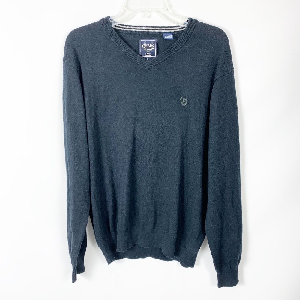 CHAPS Navy Blue Large Cotton Cashmere Sweater